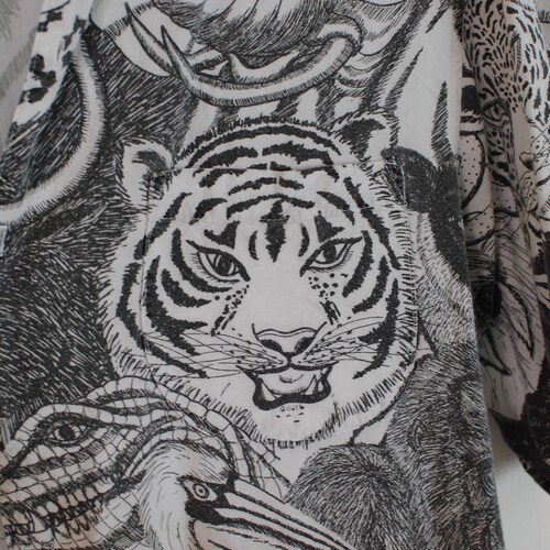 Cactus Club black white all over print animal shirt shops blouse zoo animals safari shirt screen print