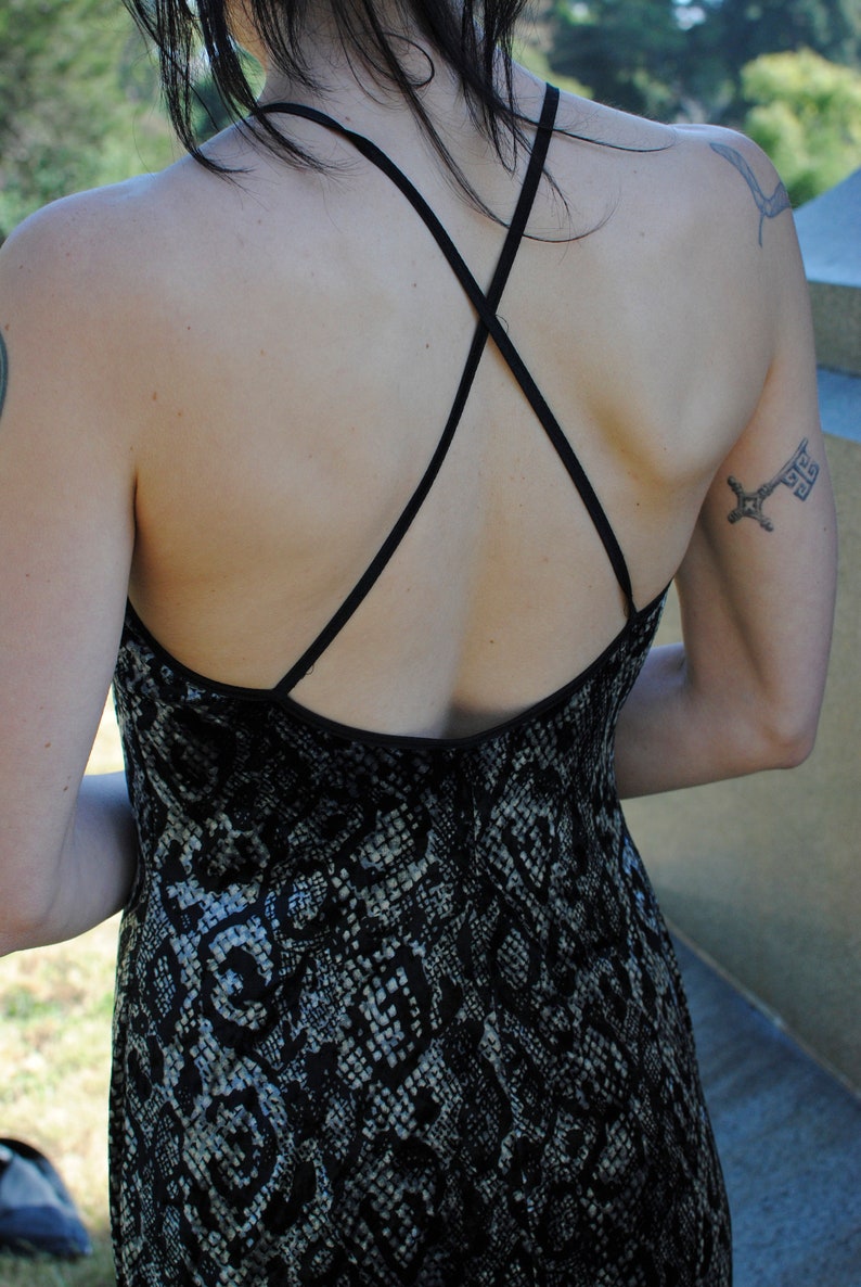 90s velvet python cobra snake print long maxi dress sleeveless spaghetti strap animal print