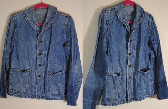WWII Navy shawl collar jacket 30s 40s denim jean N