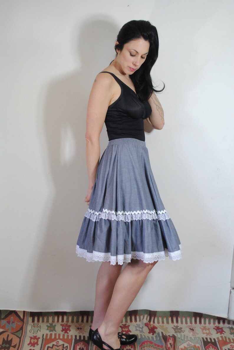 Rockmont Ranchwear cowgirl skirt full circle country western rockabilly swing skirt eyelet lace pearl button detail NWT