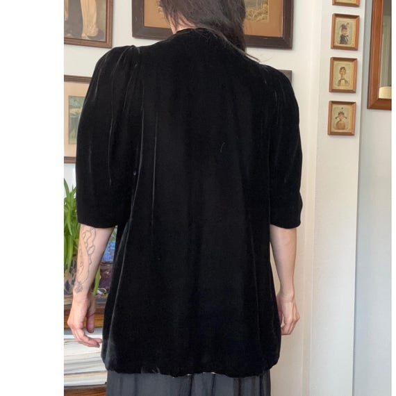 Vintage 30s 40s Black Silk Velvet Evening Jacket … - image 6