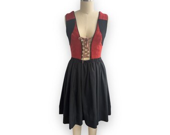 vintage Dirndl dress embroidered Lodenbaur Innsbruck folk traditional dress german Austrian lace bust gathered skirt fully lined xs