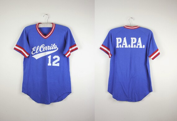 red white and blue baseball jersey