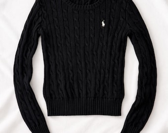 Polo Ralph Lauren - Pull en tricot noir Old Money Polo Bear Italy années 2000