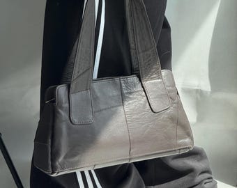 Vintae 00s Avant Garde Genuine Leather HandBag Y2k Japan Style City Bag Cagole