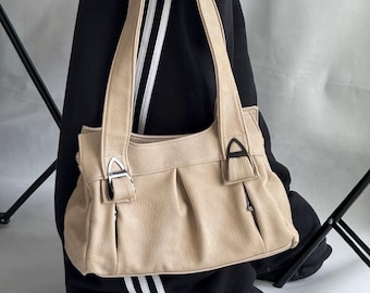 Vintae 00s Avant Garde Genuine Leather HandBag Y2k Japan Style City Bag Cagole