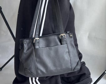 Vintae 00s Avant Garde  Leather HandBag Y2k Japan Style City Bag Cagole