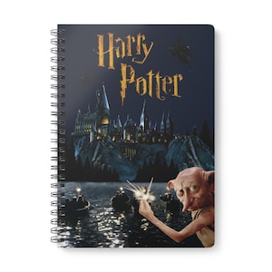 Cuaderno de Harry Potter y Hogwarts / Ilustración de Dobby, formato A5 con espiral / Diario de Harry Potter
