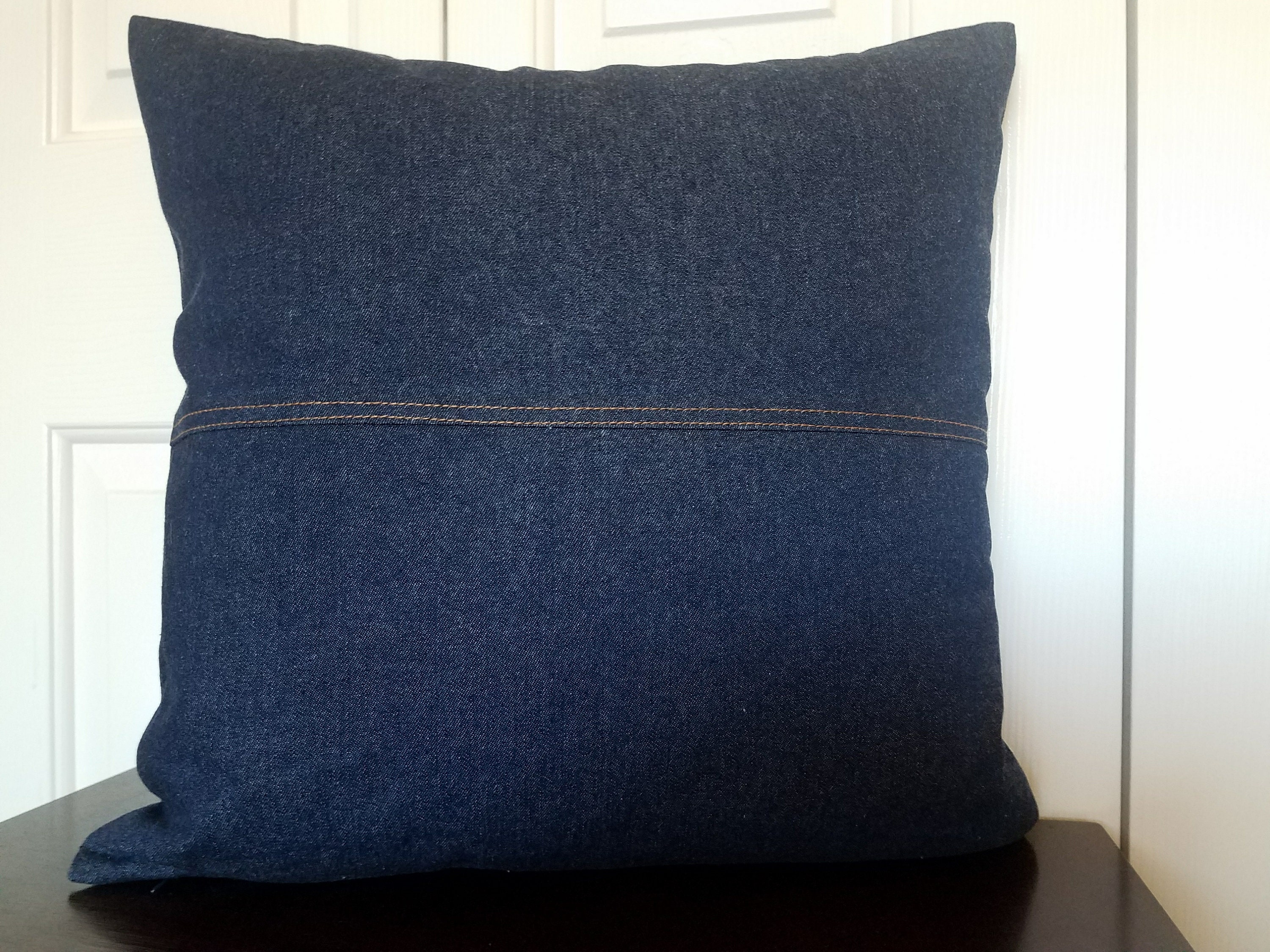 Denim Pillow Cover. Blue Denim Pillow Case. American Denim. Farmhouse
