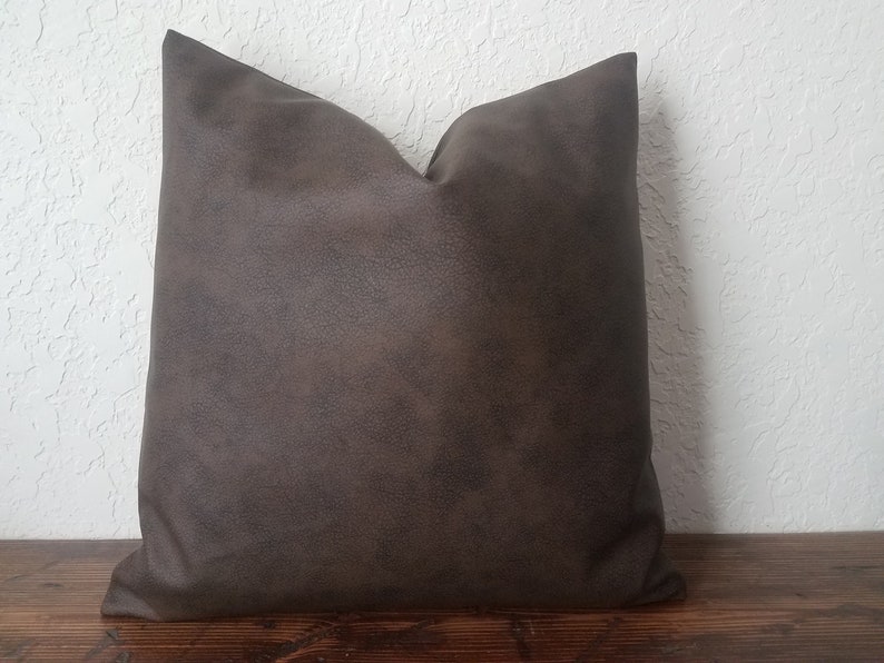 Dark Brown Vegan Leather Pillow Covers. Leather Oblong Etsy