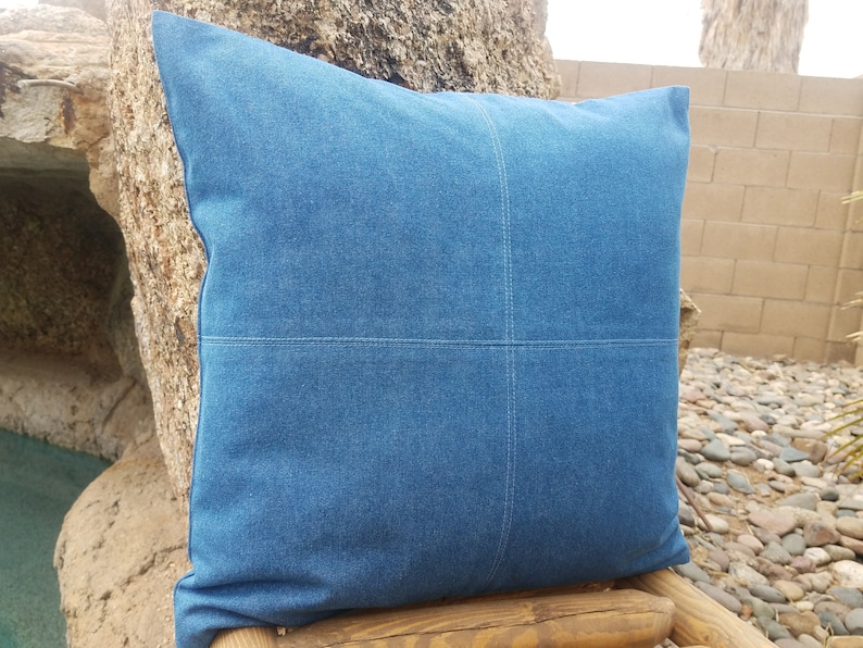 Blue Denim Pillow Cover American Denim Square Pillow Etsy