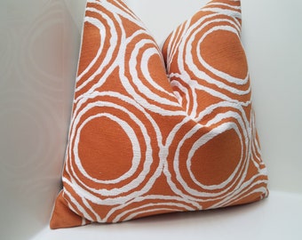 Burnt Orange and White Chenille Pillow Cover, Chenille Shams, Toss Pillow, Modern Pillow, Rustic Pillow, Tribal Pillow, Decorative Pillow