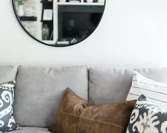 Faux Leather Patchwork Pillow Cover: Modern Vegan Cushion