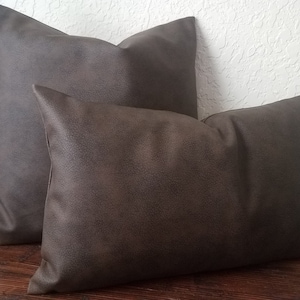Dark Brown Vegan Leather Pillow Cover: Modern Southwestern Decor