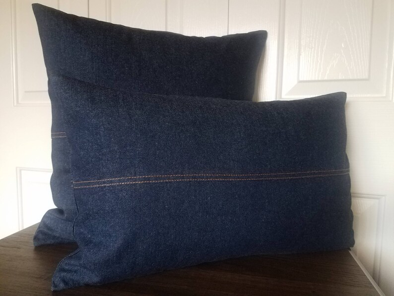 Denim Pillow Cover. Blue Denim Pillow Case. American Denim. Farmhouse