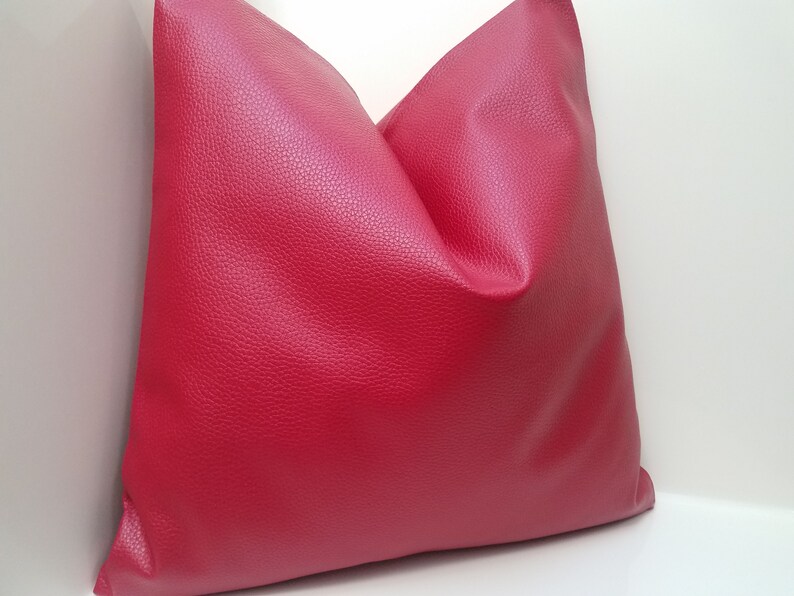 Red Faux Leather Pillow Cover Eco Leather Pillow Vegan Etsy