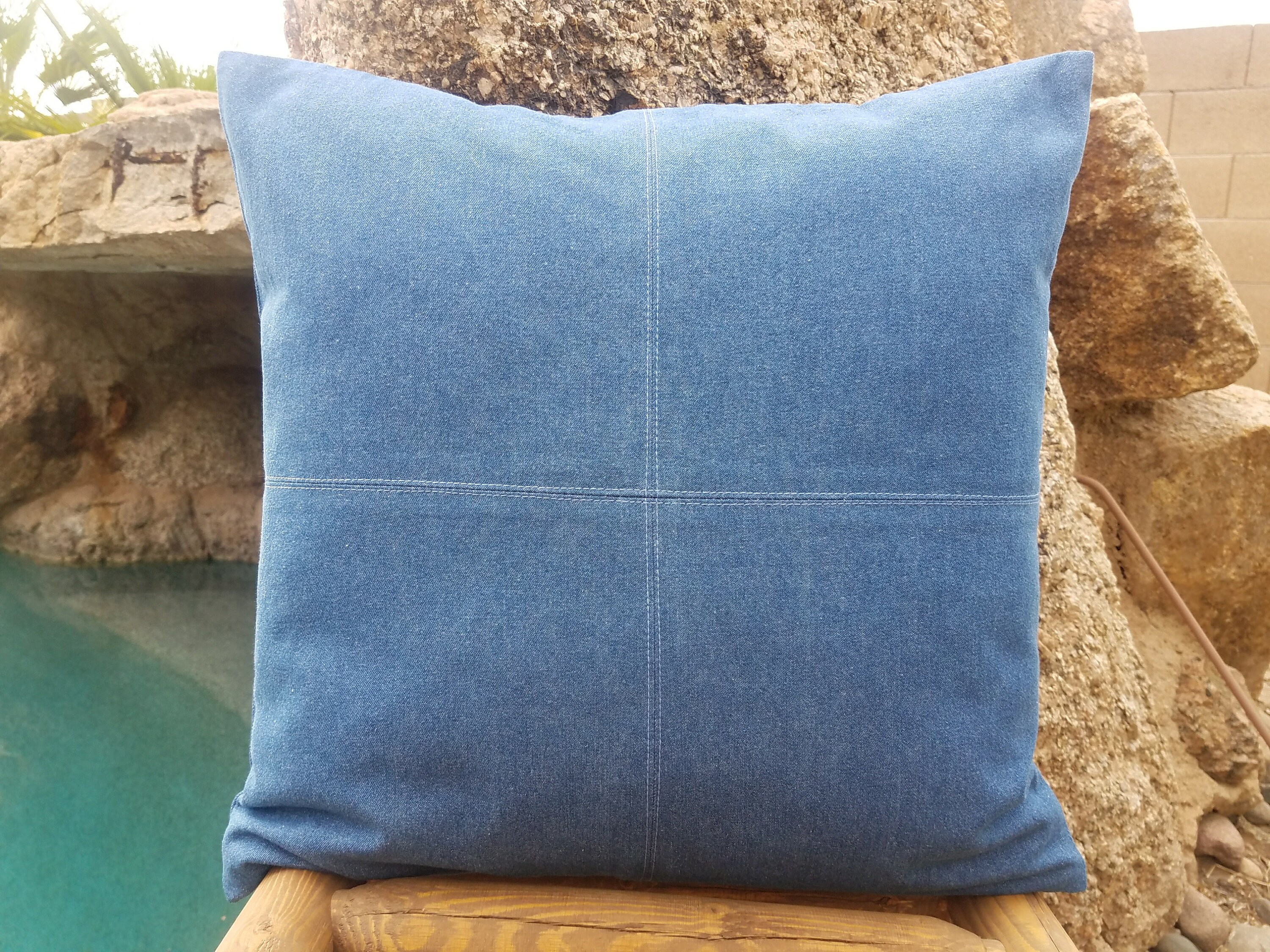 Blue Denim Pillow Cover American Denim Square Pillow Etsy UK