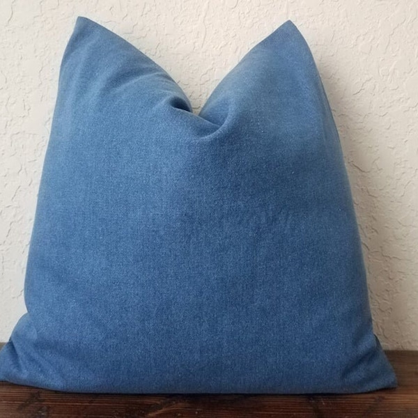 Denim Pillow Cover, Denim Cushion Cover, Blue Denim Pillow Case, American Denim Pillow,  Farmhouse Pillows, Denim Throw Pillow, Denim Decor