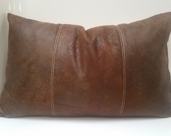 Faux Leather Patchwork Pillow Cover: Modern Vegan Cushion