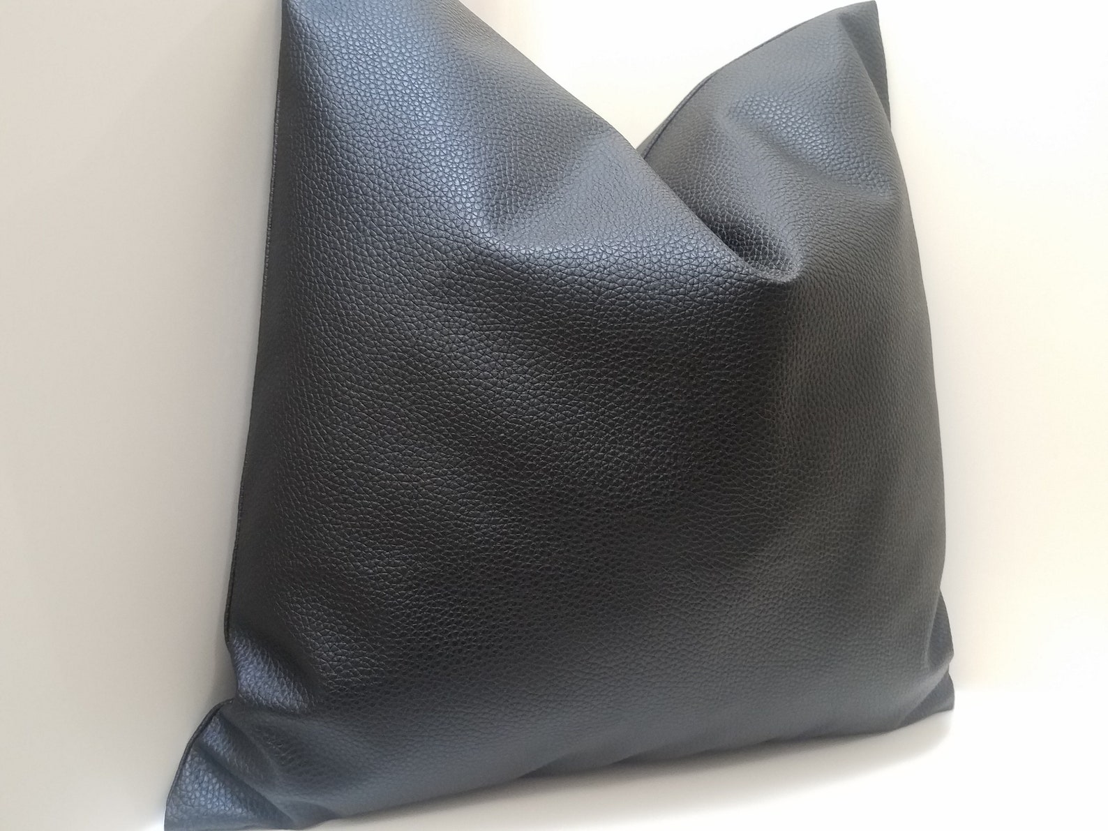 Black Vegan Leather Pillow Covers. Square Pillow. Yoga Lumbar Etsy
