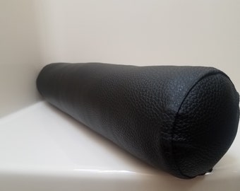 Black Faux Leather Bolster Pillow Cover: Modern Home Decor