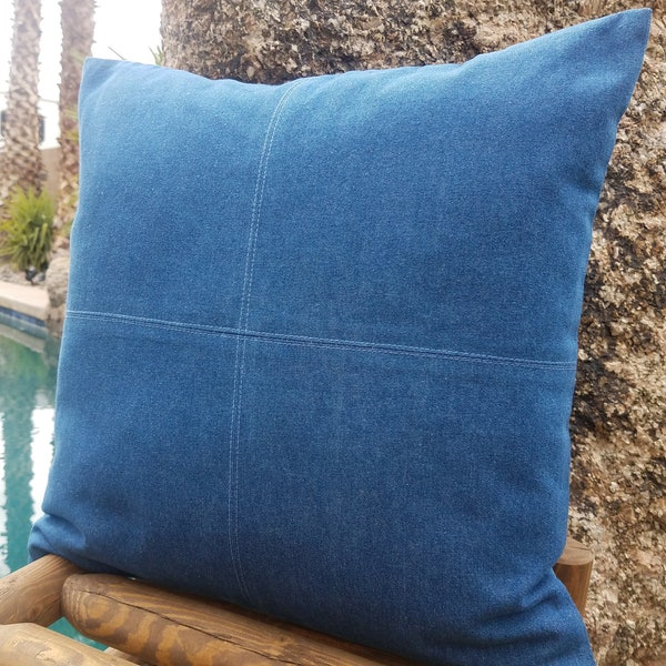 Blue Denim Pillow Cover- American Denim Square Pillow- Patchwork Pillows- Denim Oblong Pillow- Modern pillow cover- Southwestern home decor