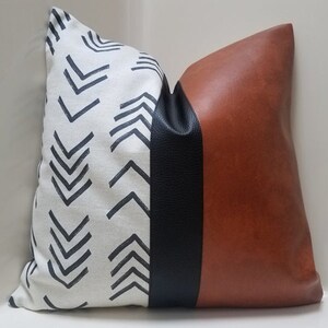 Mud cloth Pillow Cover VARIETY SIZES and STRIPE Color Faux Leather Pillow Cover, Color Block Pillow, Tribal Throw Pillow, Accent Pillowcases