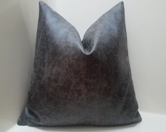 Vegan Leather Pillow Cover: Modern Southwestern Farmhouse Decor