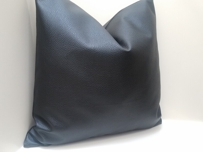 Black Vegan Leather Pillow Covers. Square Pillow. Yoga Lumbar Etsy