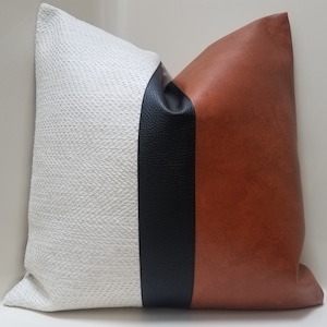 Faux Leather Pillow Cover VARIETY SIZE & COLOR Decorative Pillow Cover, Color Block Pillow, Tribal Throw Pillow, Accent Boho Pillowcases