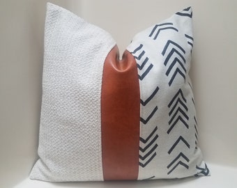 Mudcloth& Leather Pillow