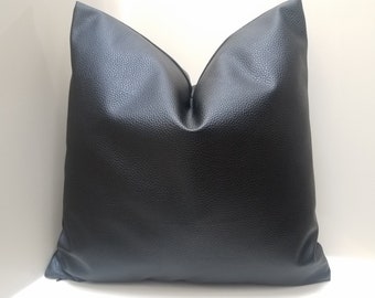 Black or White Vegan Leather Pillow Cover: Modern Southwestern Decor
