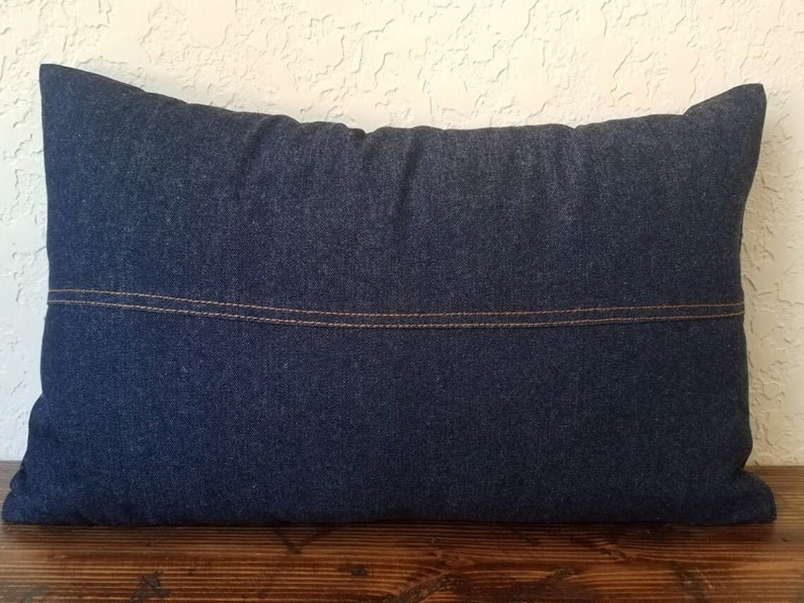 Denim Pillow Cover. Blue Denim Pillow Case. American Denim. Farmhouse