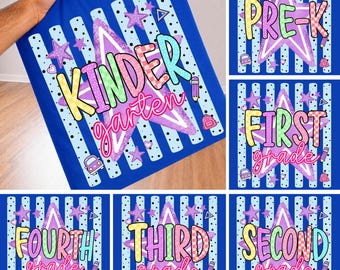 Back To School Retro Grade PNG: Colorful School Star Classroom Clipart png Teacher Grade Level Design (Digital Download)