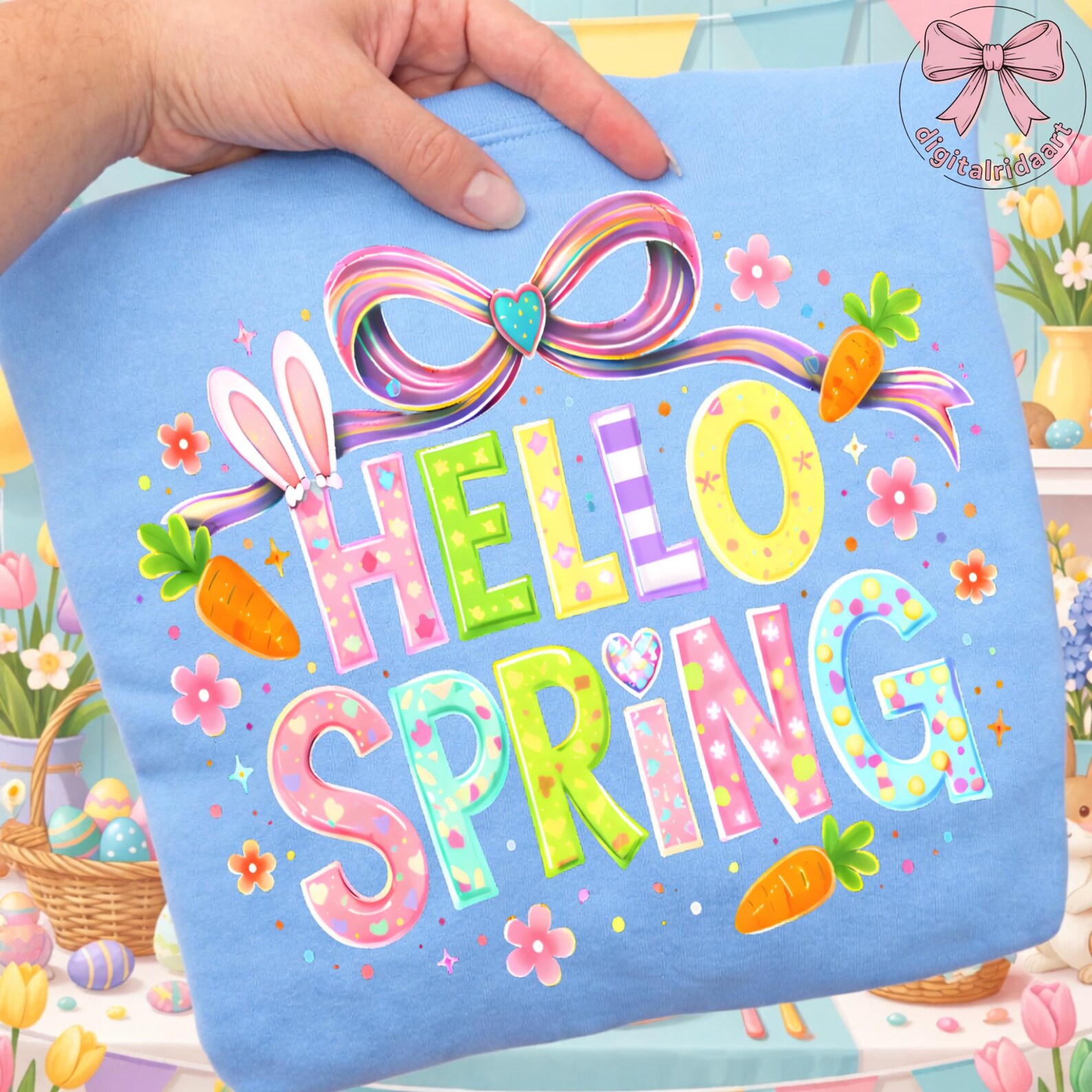 Hello Spring PNG: Floral Patchwork Letters Spring Season Png Pastel ...
