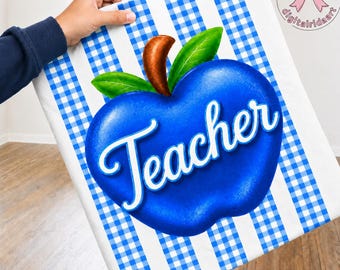 Teacher Appreciation PNG: Blue Apple Teacher Classroom Education Professional png School Staff Recognition Art (Digital Download)
