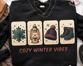 心地よい冬の雰囲気のPNGクリップアート、冬の動物たち（デジタルダウンロード）