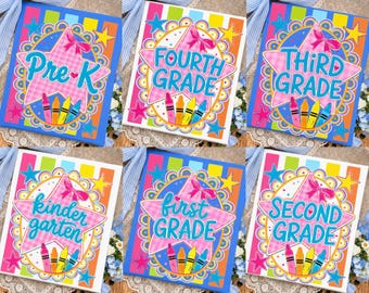Back To School Grade Bundle PNG: Pre-K Kindergarten First Second Third Fourth Grade png School Clipart (Digital Download)