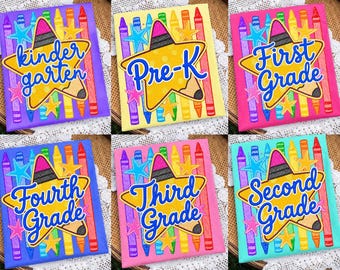 Back To School Crayon Star PNG: Kindergarten Pre-K First Second Third Fourth Grade png School Clipart Bundle (Digital Download)