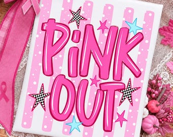 Pink Out PNG: Breast Cancer Awareness Retro Pink Typography Clipart png October Awareness Graphic (Digital Download)