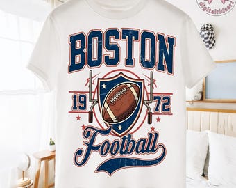 Boston Football 1972 PNG: Vintage Football Crest Art png Retro Game Day Sports Culture (Digital Download)