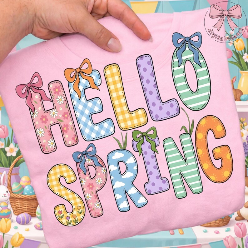 Pastel Spring PNG: Hello Spring Floral Patchwork Letters Spring Season ...