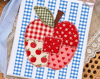 Back To School PNG: Patchwork Apple Coquette Clipart, Gingham Teacher Student png, Cute School Aesthetic (Digital Download)