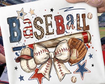 野球 PNG: 愛国的なスポーツ、弓、バット、グローブ、星、赤、白、青の美しい png 季節のアートワーク (デジタルダウンロード)