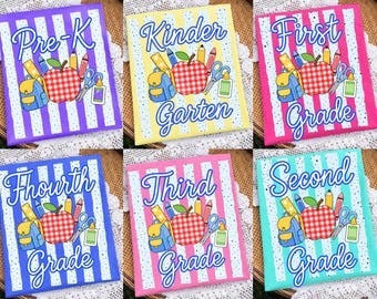 Back To School Grades Bundle PNG: Pre-K Kindergarten First Second Third Fourth Grade png School Clipart (Digital Download)