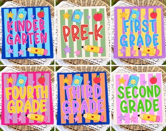 Back To School Grade Pencil PNG: Kindergarten Pre-K First Second Third Fourth Grade School png Colorful Classroom Design (Digital Download)