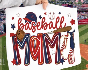 Baseball Mom PNG: Patriotic Sports Mama Typography Game Day Baseball Mom png Vintage Fan Art (Digital Download)
