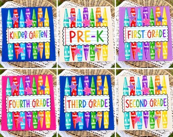 Crayon School Grade PNG: Colorful Crayon Grade Level Classroom Clipart png Back To School Teacher Design (Digital Download)