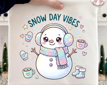 雪だるまの冬のPNG画像、雪の日の雰囲気、ヒョウ柄（デジタルダウンロード）