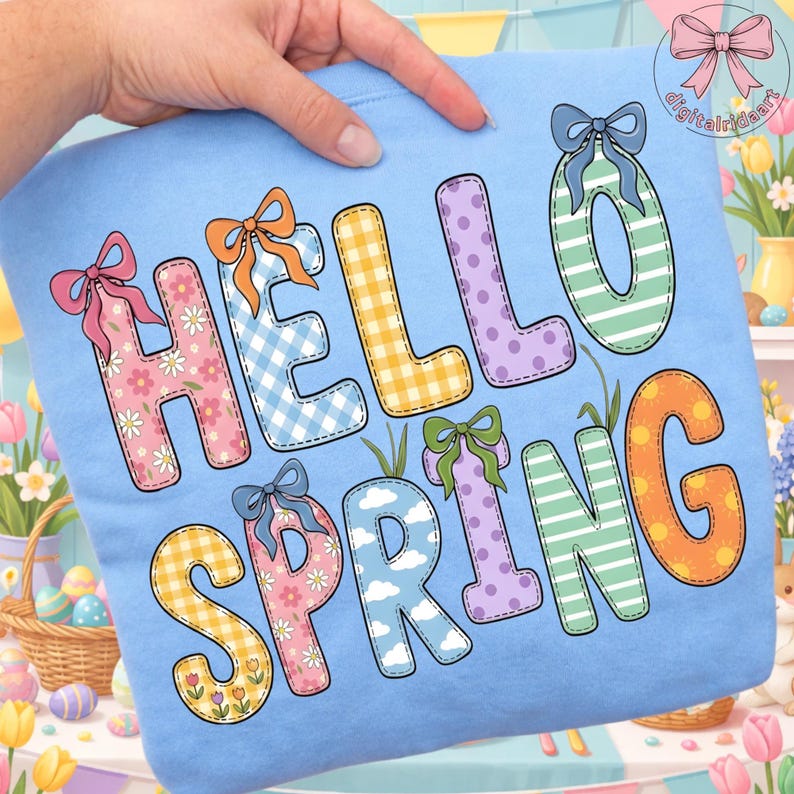 Pastel Spring PNG: Hello Spring Floral Patchwork Letters Spring Season ...